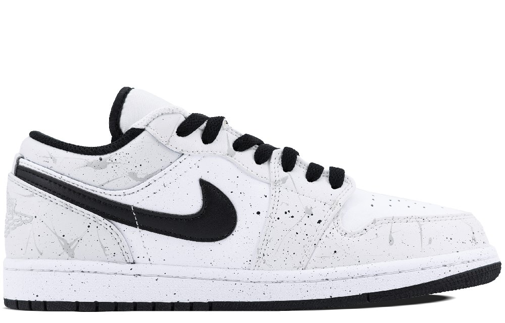 Jordan Air Jordan 1 Wear-Resistant Breathable Cushioning Low-Top Vintage Basketball Shoes Men's Black White Gray