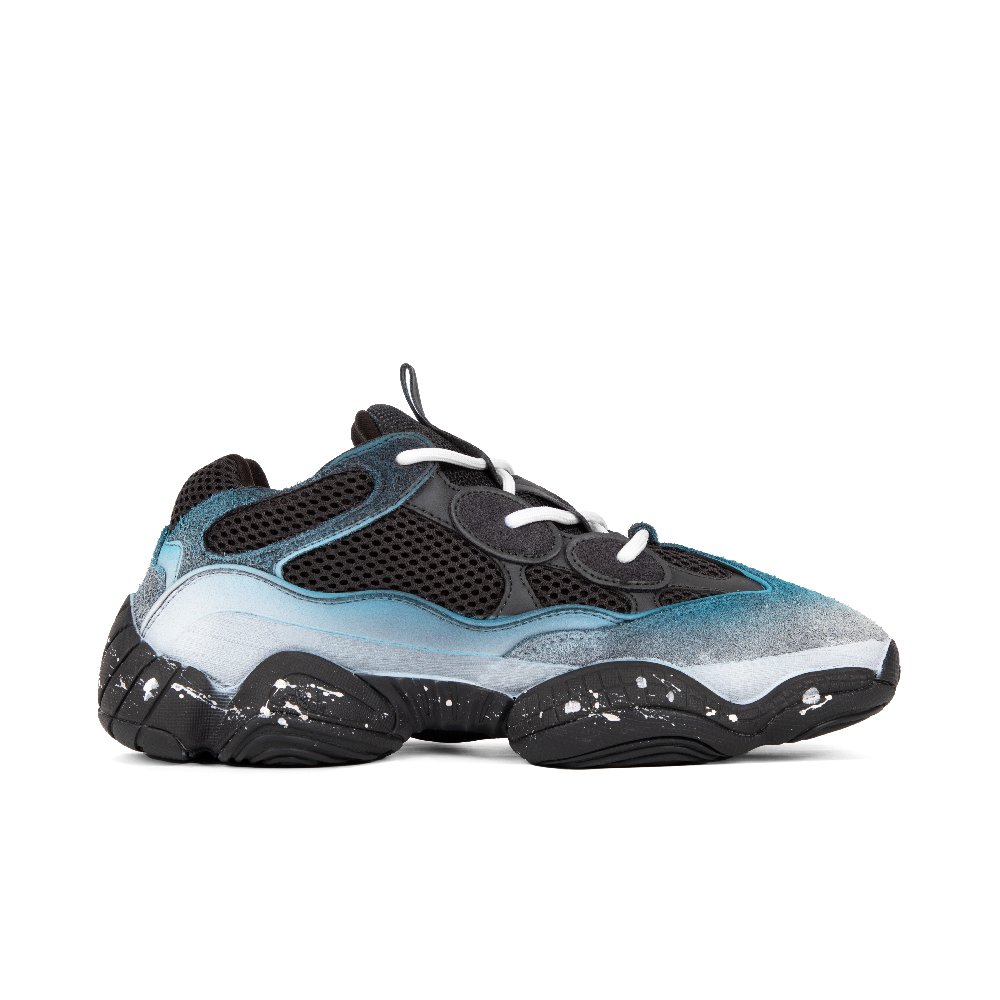 Adidas Originals Yeezy 500 Durable Breathable Low-Top Chunky Sneakers Unisex Black White Blue