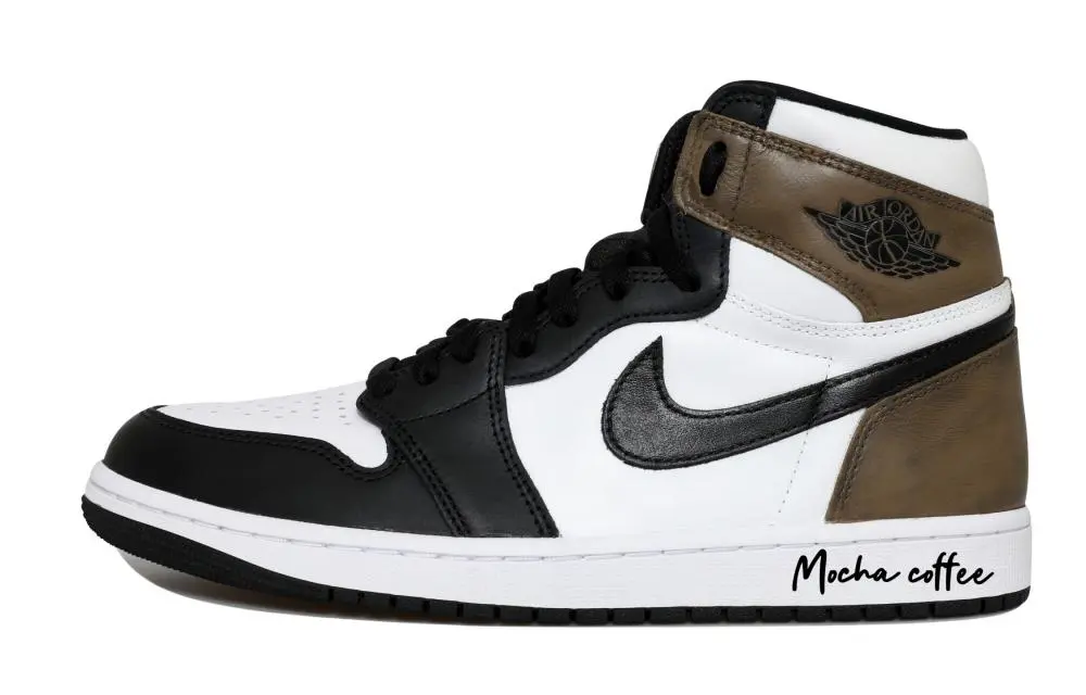 Jordan Air Jordan 1 Mocha Coffee Abrasion Resistant High Top Vintage Basketball Shoes Men's Black White Brown