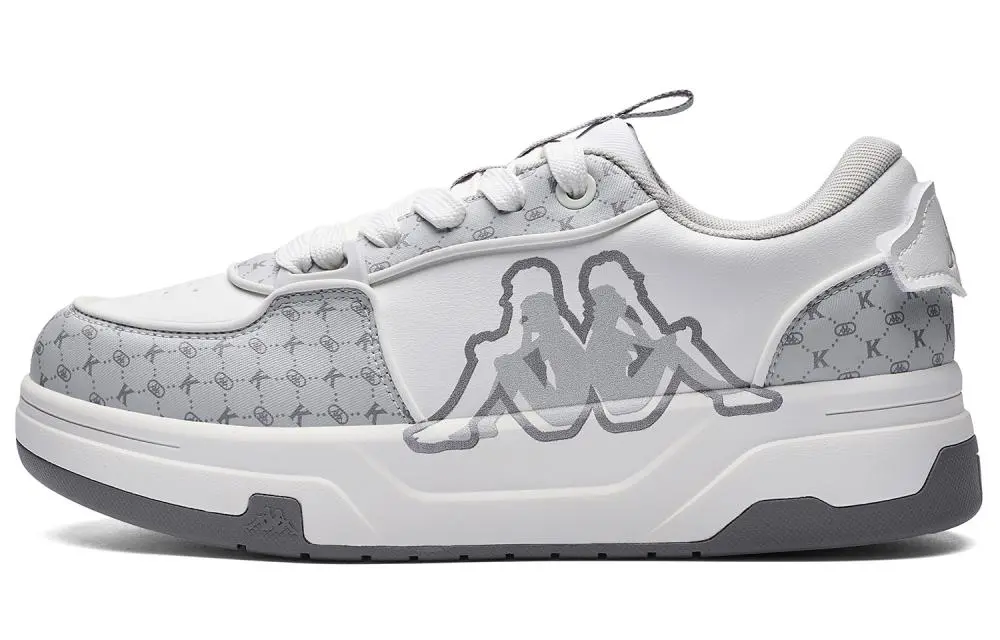 Kappa Slip-Resistant Low-Top Skateboard Shoes Unisex White Gray
