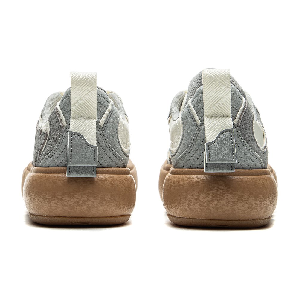 LiNing Puff Platform Abrasion Resistant Slip Resistant Low Top Skateboard Shoes Women's Gray Beige