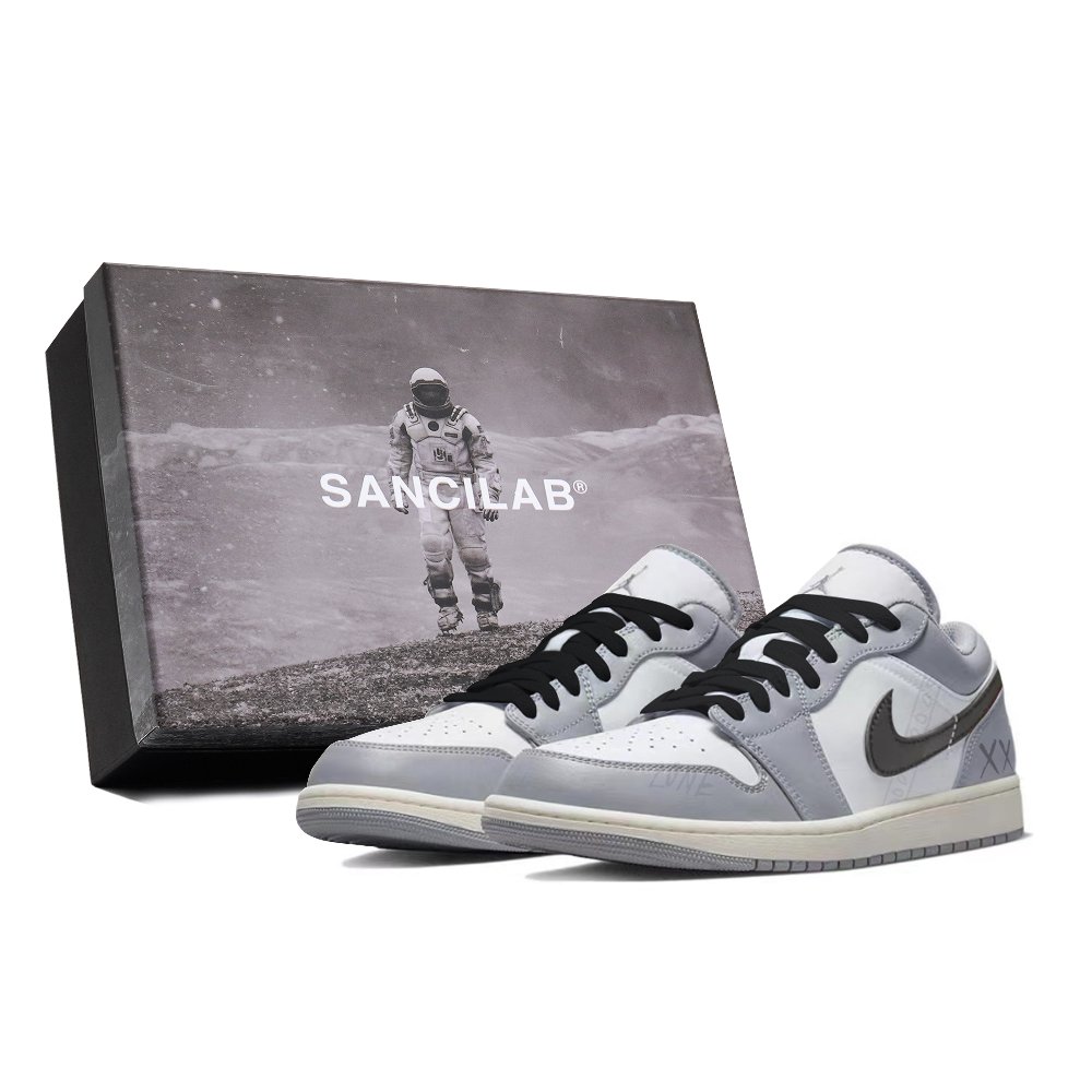 Jordan Air Jordan 1 Three Experiments Laboratory Xingji Exploration Low-Top Vintage Basketball Shoes Men's Gray White
