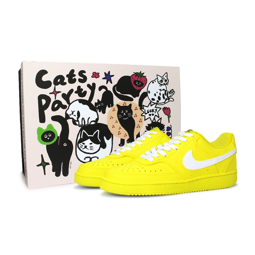Nike Court Vision 1 Skateboard Shoes Men Low Top Yellow/White