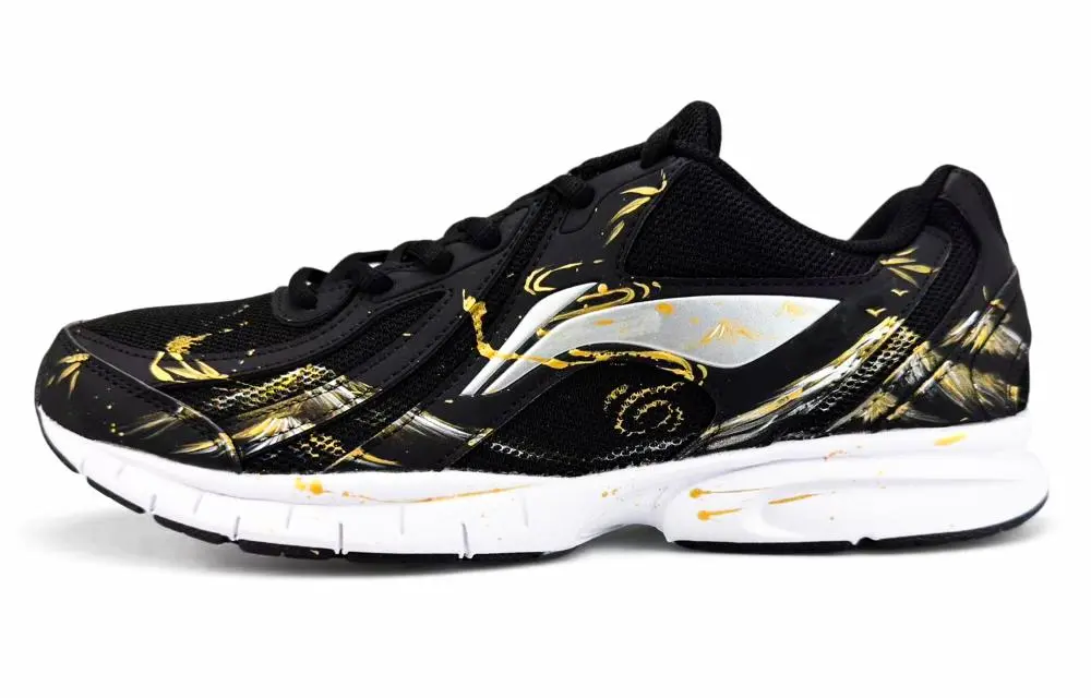 LiNing Shock Absorbers Slip Resistant Abrasion Resistant Low Top Casual Running Shoes Men's Black