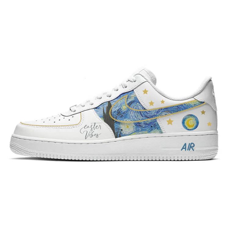 Nike Air Force 1 Anti-Slip Wear-Resistant Low-Top Skateboard Shoes Unisex White Blue