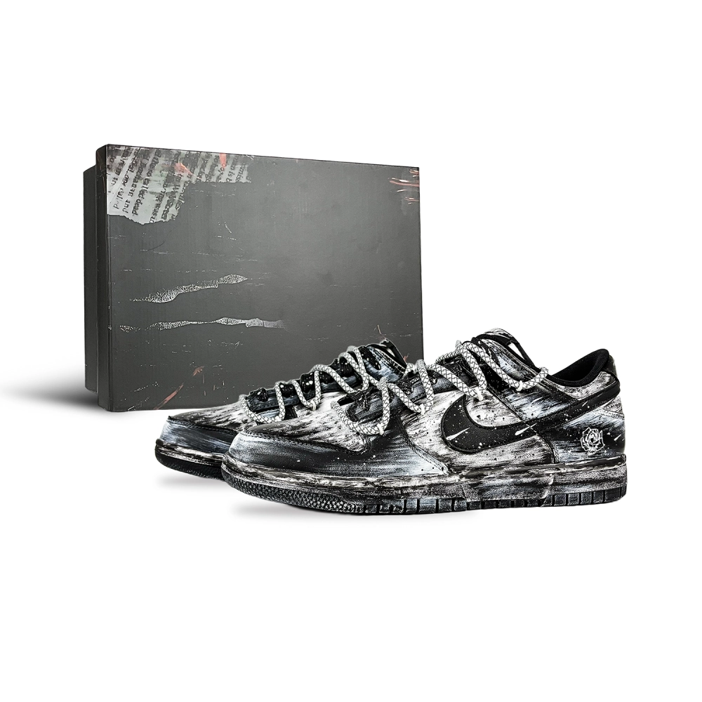 Nike Dunk Rose Starry Sky Shopping Bag Abrasion Resistant Low top Skateboard Shoes Unisex Black White