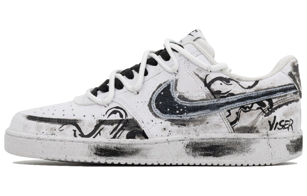 Nike Court Vision Low Top Skateboard Shoes Unisex Black White