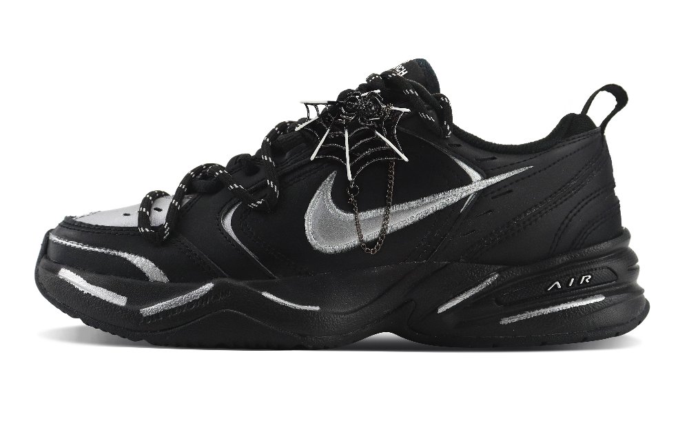 Nike Air Monarch 4 Wear-Resistant Height Increasing Low-Top Chunky Sneakers Unisex Black Silver