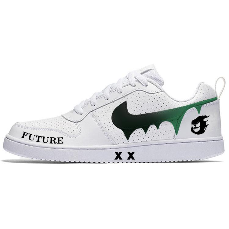 Nike Court Borough Slip-Resistant Cushioning Wear-Resistant Low-Top Skateboard Shoes Men's White Black
