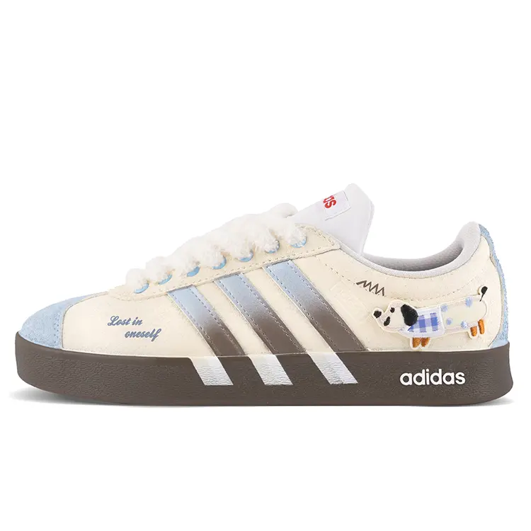 Adidas VL COURT 2.0 Abrasion Resistant Low Top Skateboard Shoes Unisex Yellow Blue Brown