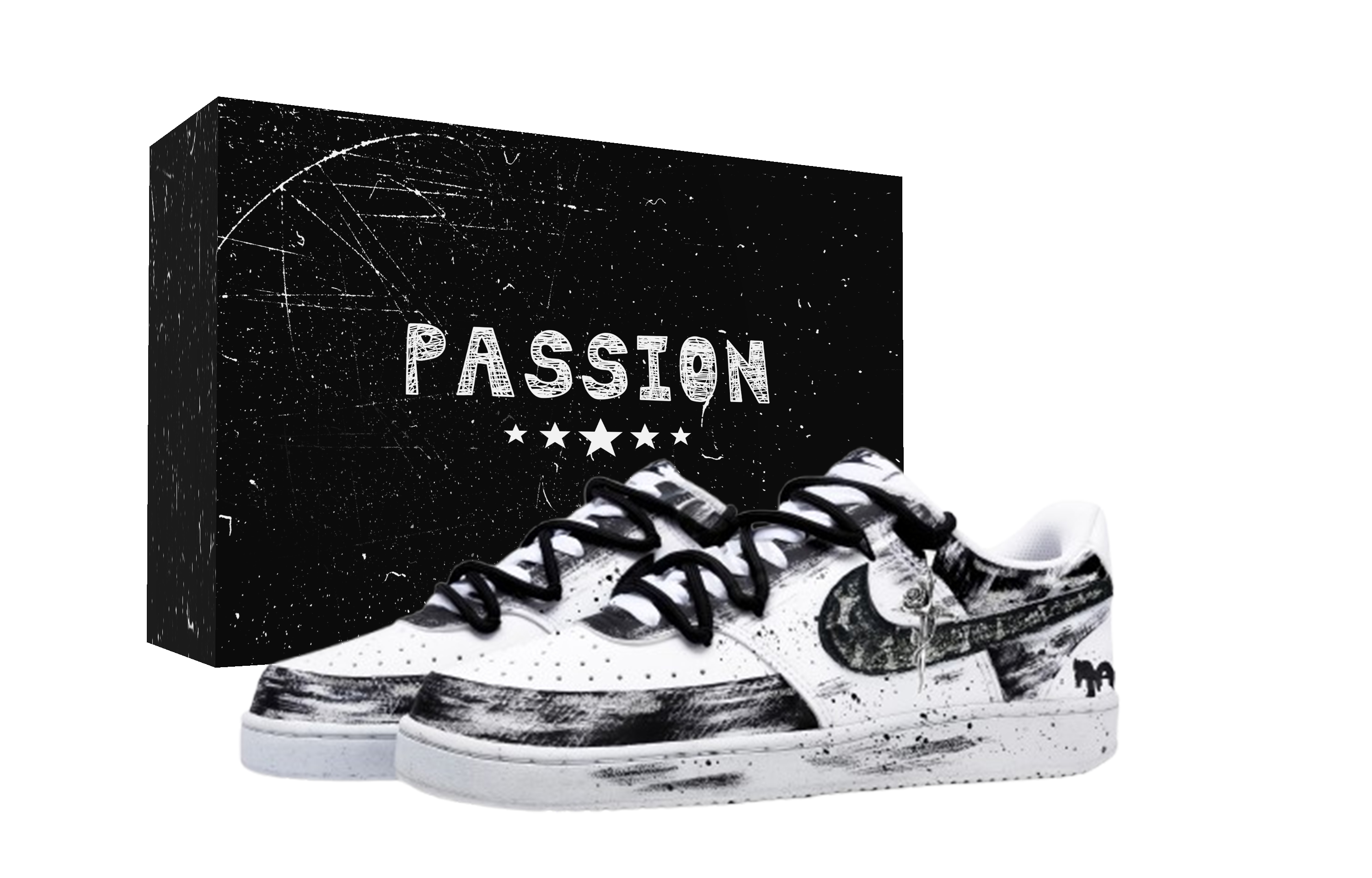 Nike Court Vision 1 Black Rose Box Abrasion Resistant Low top Skateboard Shoes Unisex Black White