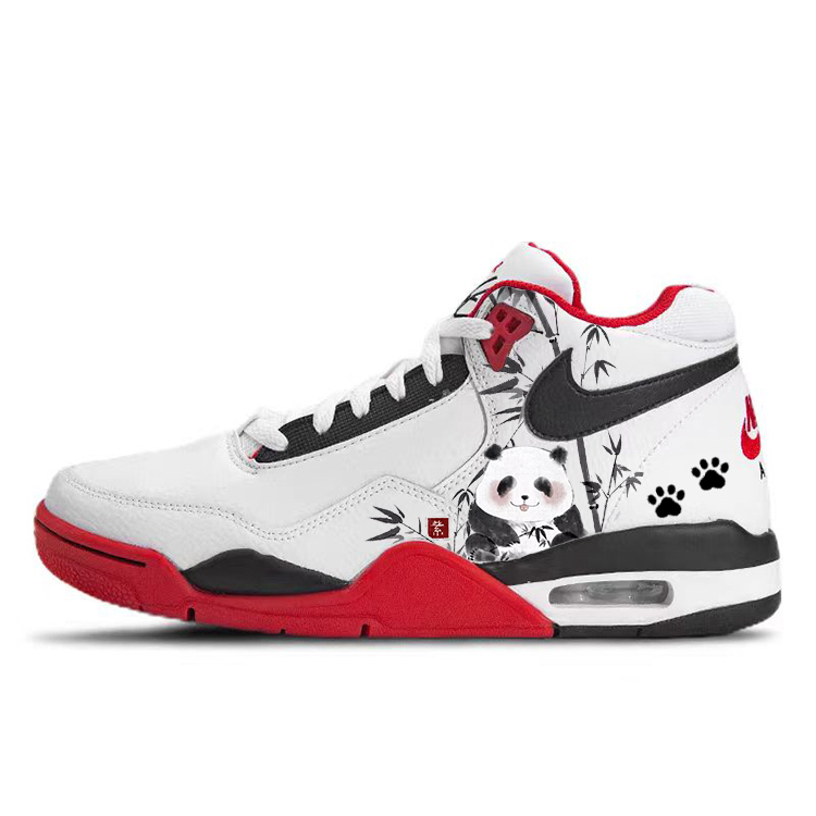Nike Flight Legacy Cushioning Anti-Slip And Wear-Resistant Mid-Top Vintage Basketball Shoes Unisex Red White