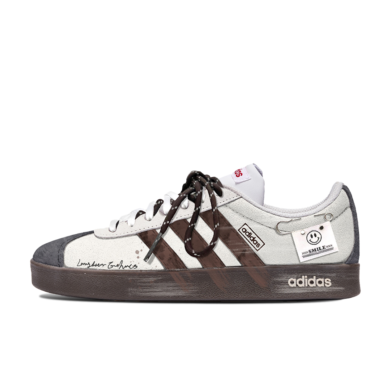 Adidas VL COURT 2.0 Abrasion Resistant Low top Skateboard Shoes Unisex Gray Brown