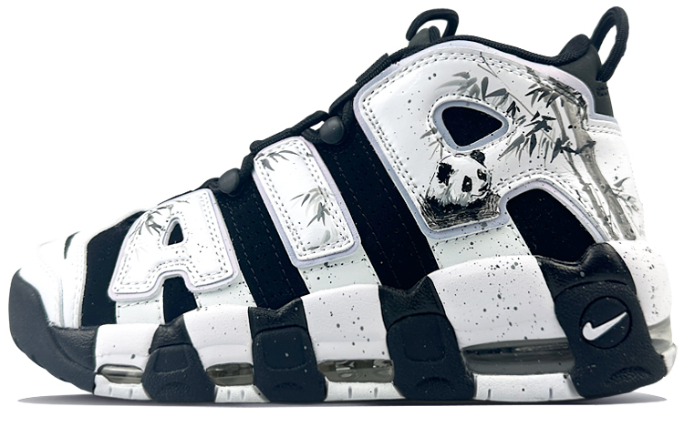 Nike Air More Uptempo Mid-Top Vintage Basketball Shoes Unisex Black White