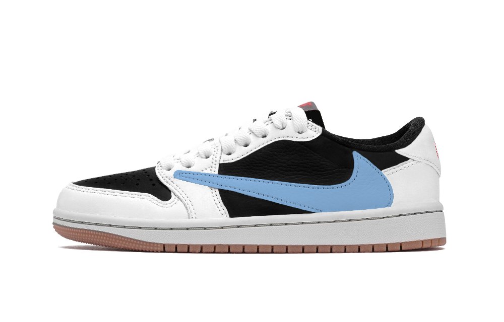 Travis Scott x Jordan Air Jordan 1 Abrasion Resistant Low Top Vintage Basketball Shoes Unisex Black White Blue