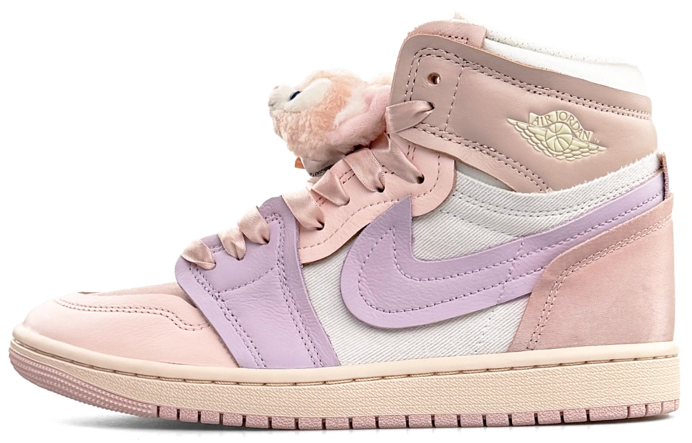 Jordan Air Jordan 1 Abrasion Resistant Slip Resistant High top Vintage Basketball Shoes Women's Pink Purple
