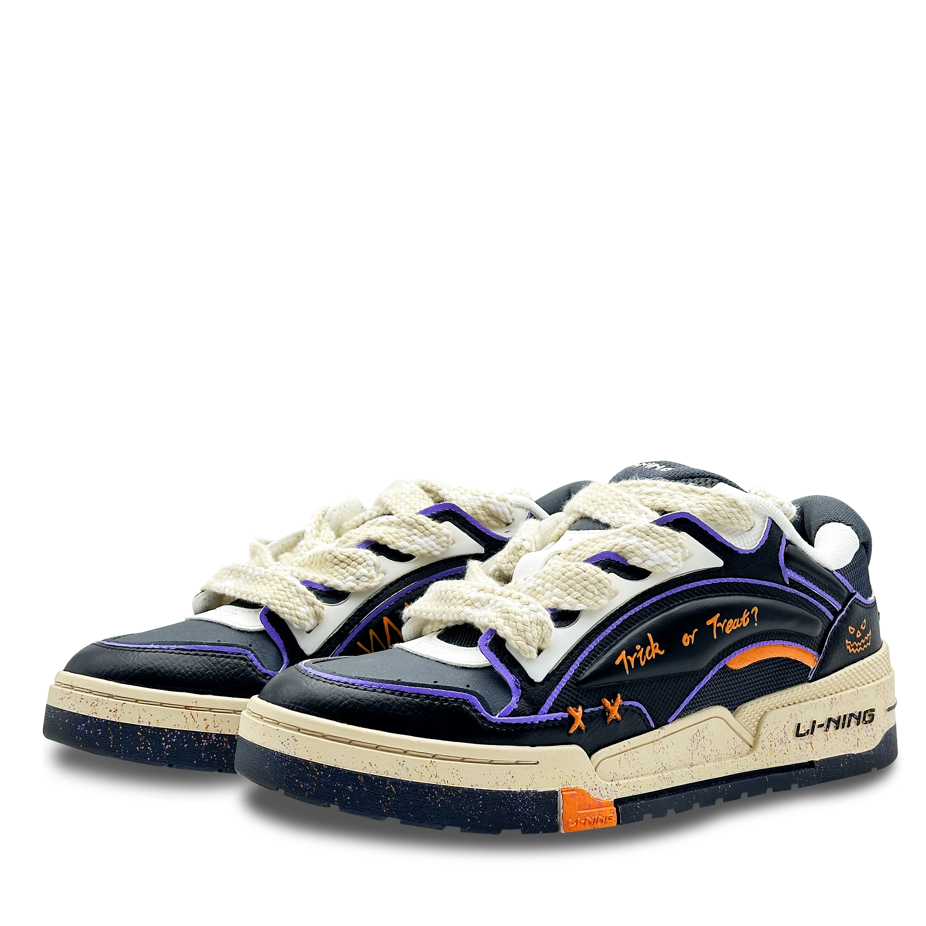 LiNing Journey V2 Wear-Resistant Slip-Resistant Low-Top Skateboard Shoes Men's Black Orange Purple