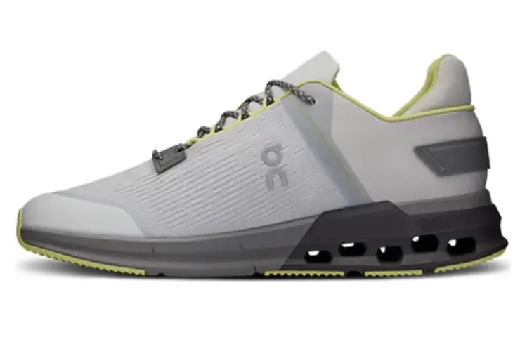 On Cloudnova Flu Abrasion Resistant Low Top Running Shoes Men's Gray Yellow