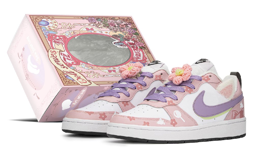 Nike Court Borough FZBB Low Top Skateboard Shoes GS Pink Purple