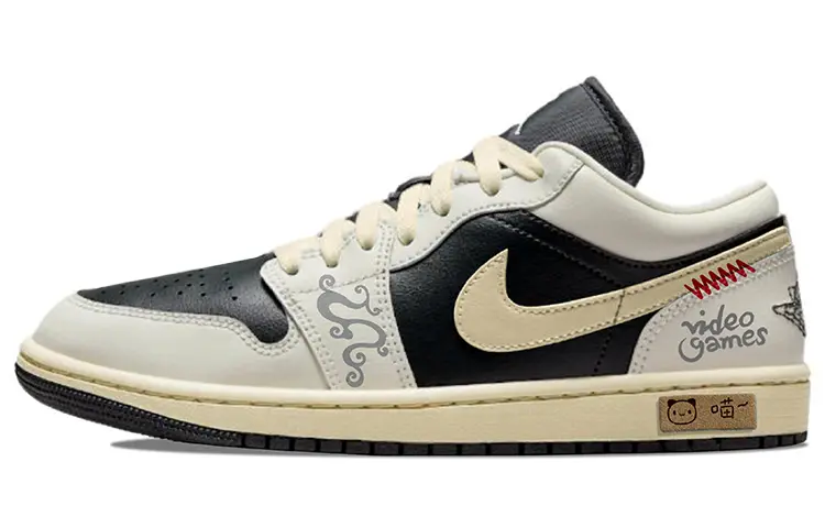Jordan Air Jordan 1 Vintage Basketball Shoes Women's Low top Ecru/Black