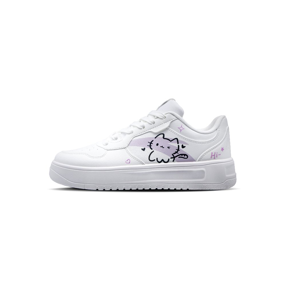 Anta Anti Slip Wear Resistant Low Top Skateboard Shoes Women's Black White Purple