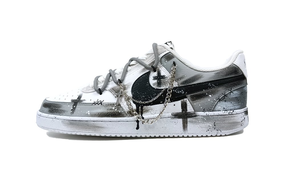Nike Court Vision 1 Mirror Abyss Ink Frost Anti Slip Wear Resistant Low Top Skateboard Shoes Unisex Black Gray