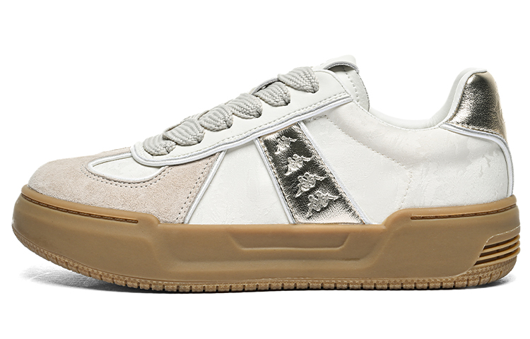 Kappa Back to Back Anti Slip Wear Resistant Low Top Skateboard Shoes Women's White Gold