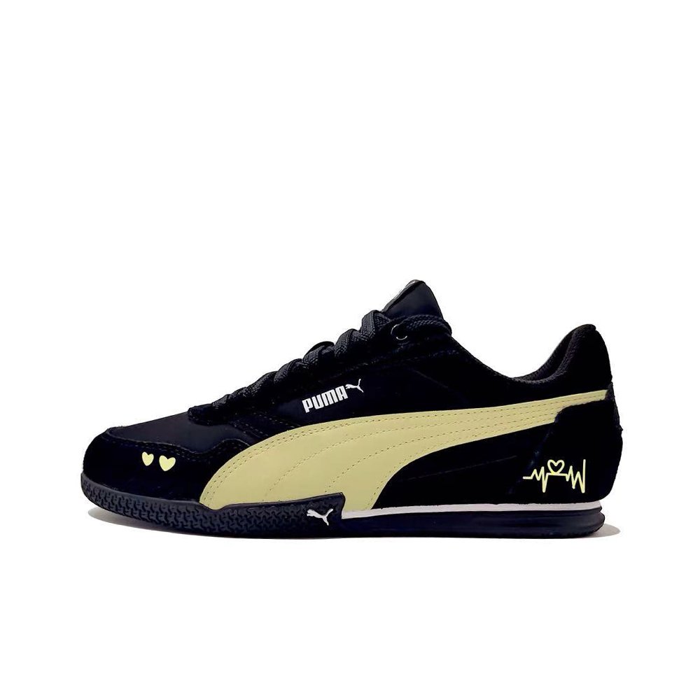 PUMA BELLA DONNA Heartbeat Trajectory MH Project Cushioning And Breathable Low Top Casual Shoes Women's Black Yellow