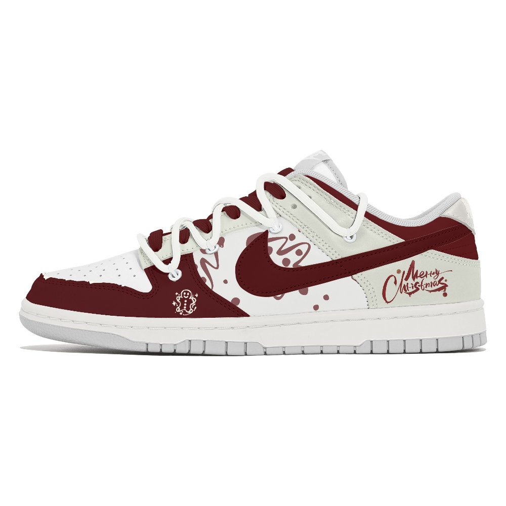 Nike Dunk Abrasion-Resistant Low-Top Skateboard Shoes Men's White Red