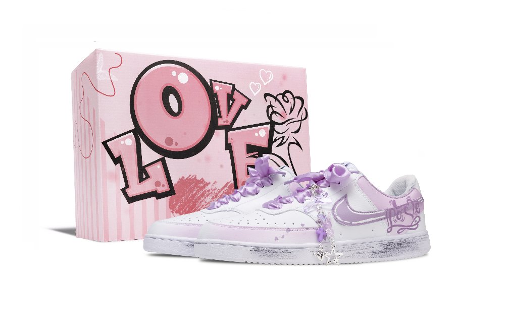 Nike Court Vision 1 Anti Slip Wear Resistant Low Top Skateboard Shoes Men's Purple