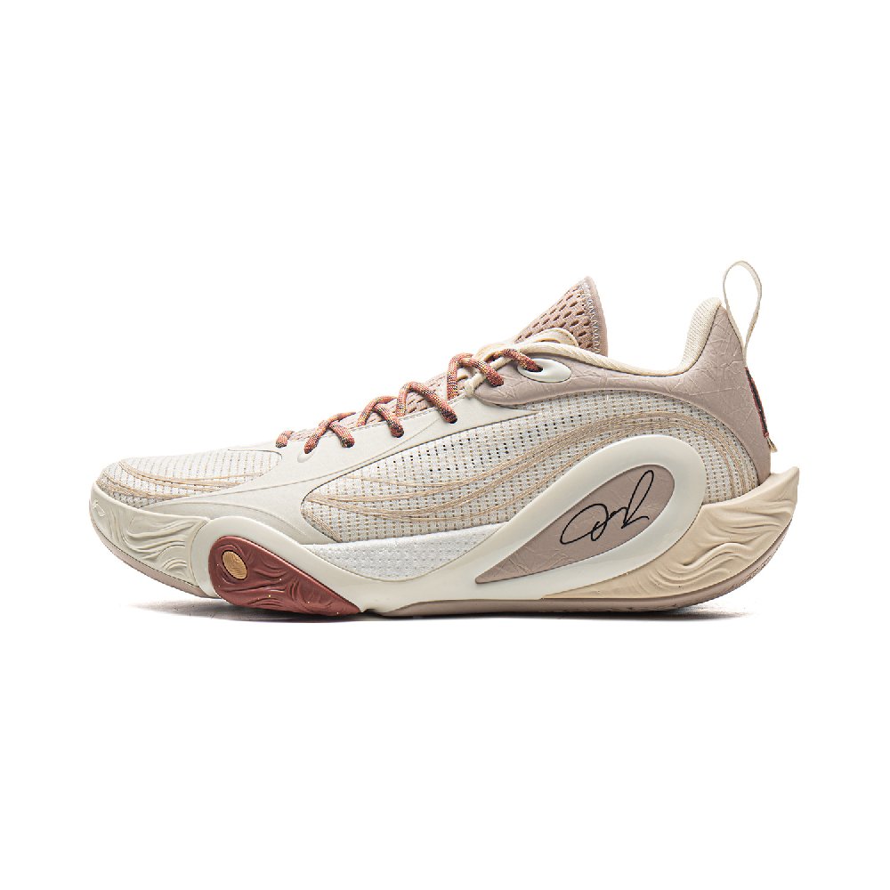 LiNing DLO1 Cushioning, Slip Resistant, Abrasion Resistant, Rebound Grip Low Top Basketball Shoes Men's White Umber