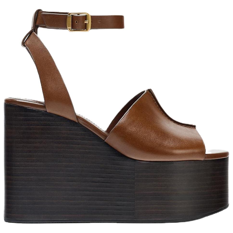 ZARA One Strap Sandals 10cm Women's Brown купить в интернет-магазине Yoocart с быстрой доставкой по России.