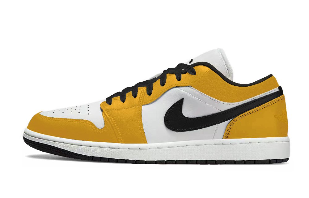 Jordan Air Jordan 1 Slip Resistant Abrasion Resistant Low top Skateboard Shoes Unisex White Yellow Black