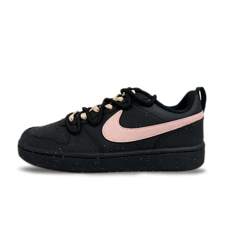 Nike Court Borough Coverage Slip Resistant, Abrasion Resistant, Breathable Low Top Skateboard Shoes GS Black Pink