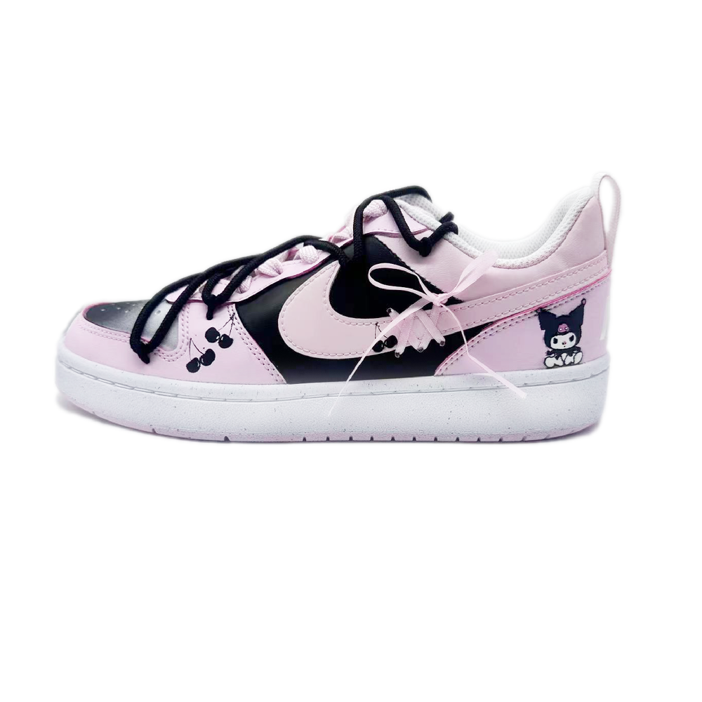 Nike Court Borough Low-Top Skateboard Shoes GS Black Pink