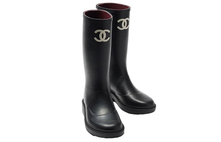 CHANEL Rubber Rain Boots Black Women's купить в интернет-магазине Yoocart с быстрой доставкой по России.