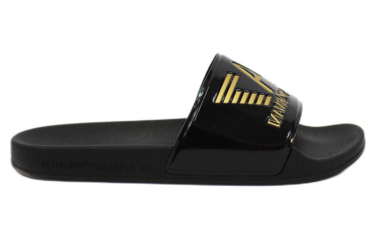 EMPORIO ARMANI EA7 Rubber Sole Slide Slippers Unisex Black