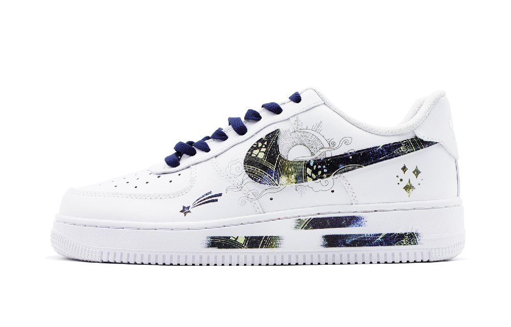 Nike Air Force 1 Starry Sky Collection Galaxy Mooncatcher Low-Top Skateboard Shoes Women's White Blue