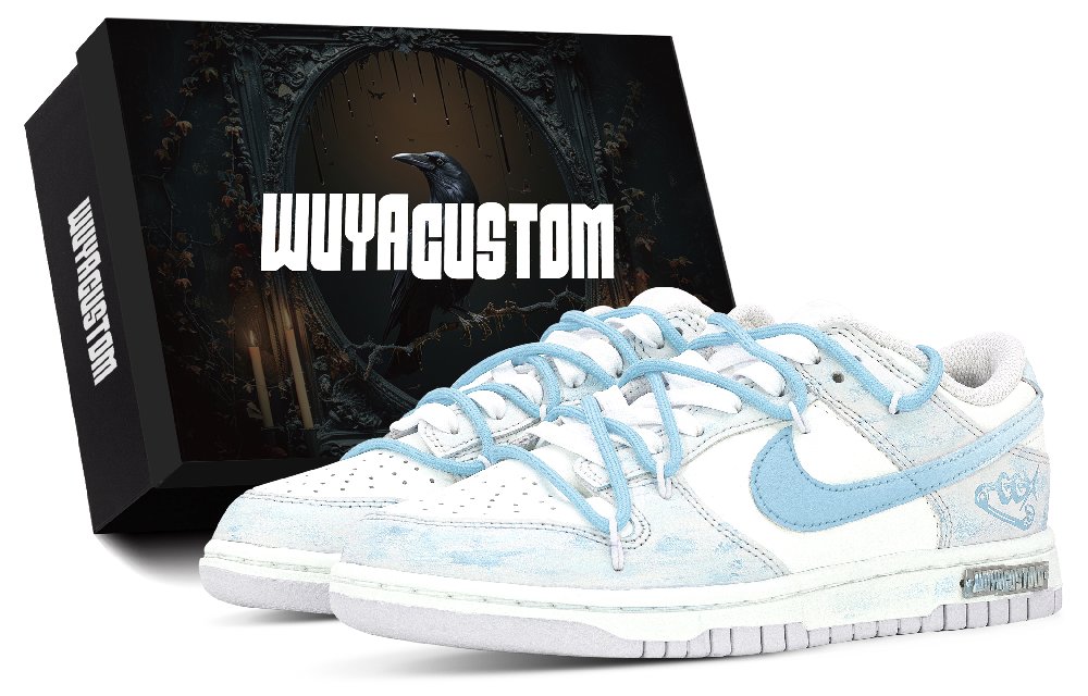 Nike Dunk Skateboard Shoes Unisex Low Top White/Gray/Blue