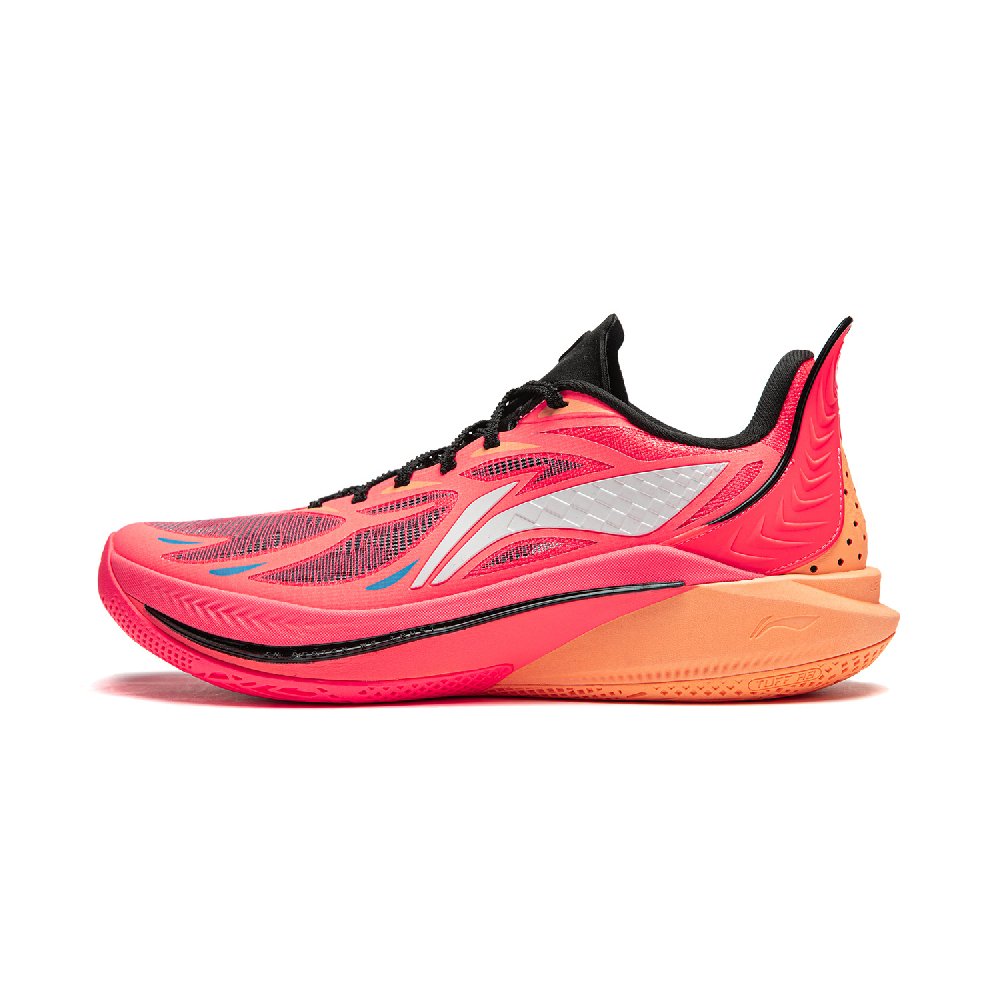 LiNing Shock Absorbers Slip Resistant Abrasion Resistant Breathable High top Basketball Shoes Men's Red