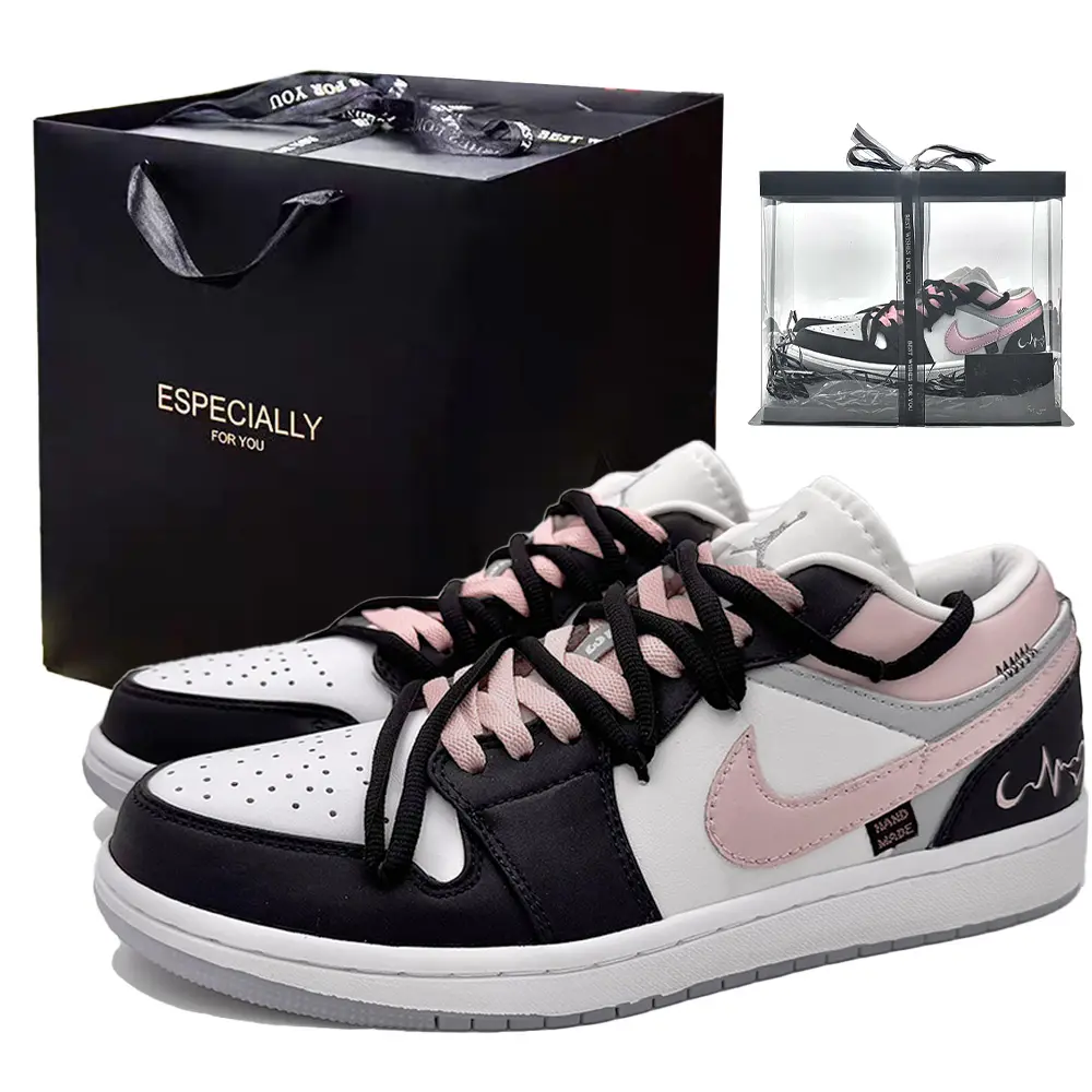 Jordan Air Jordan 1 Vintage Basketball Shoes Unisex Black White Pink