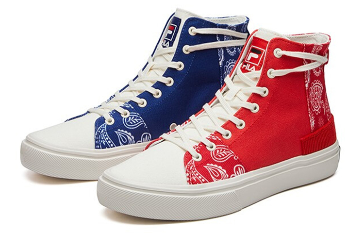 FILA FUSION Canvas Shoes Women's High-Top Dark Blue/Fire Red купить в интернет-магазине Yoocart с быстрой доставкой по России.