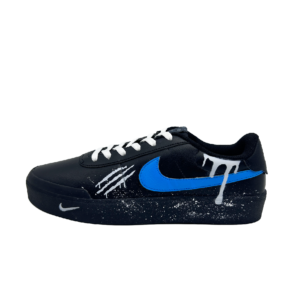 Nike Court Shot Tide Crack Coverage Low Top Skateboard Shoes Men's Black Blue White