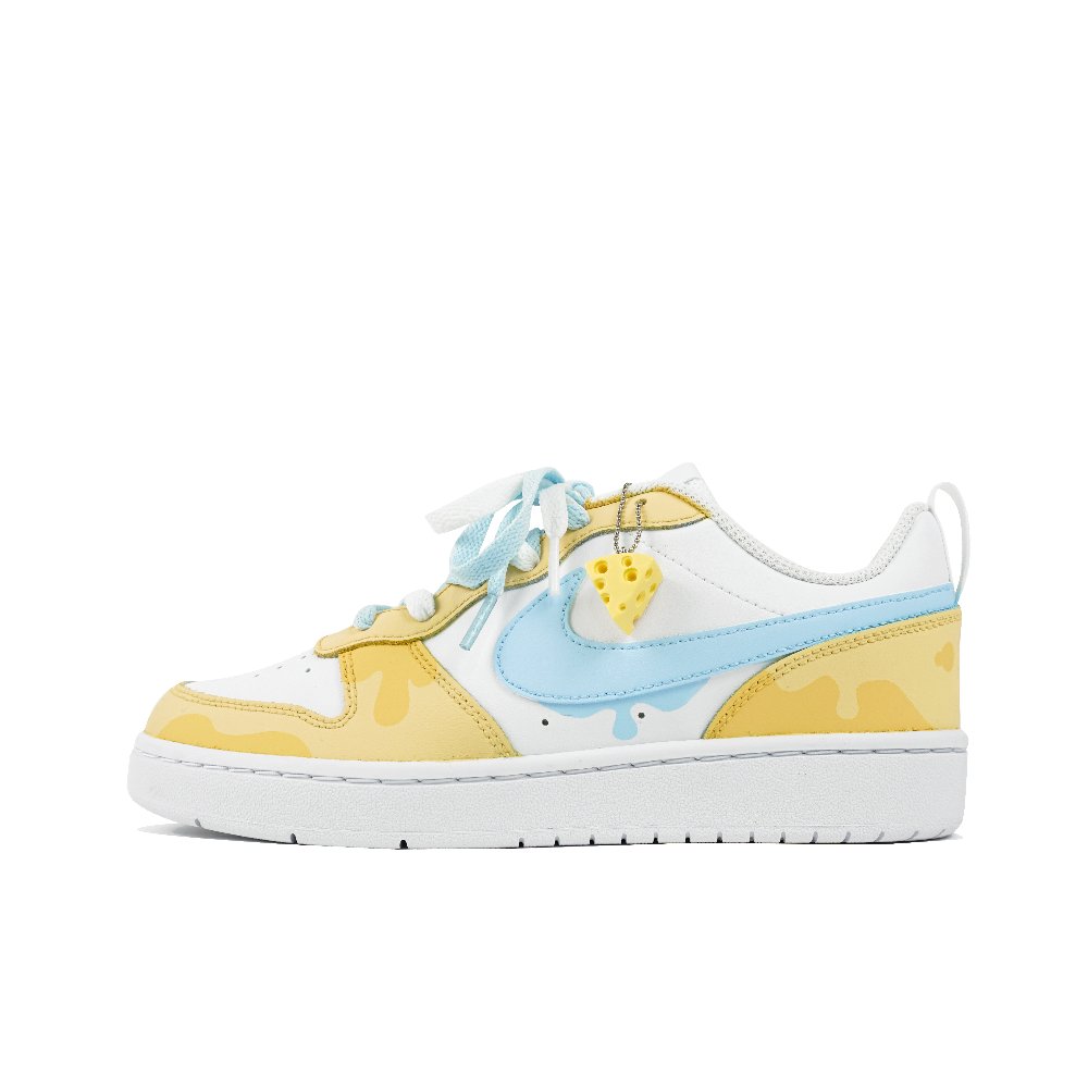 Nike Court Borough Low 2 Miku Manufacturing Low Top Skateboard Shoes GS White Yellow