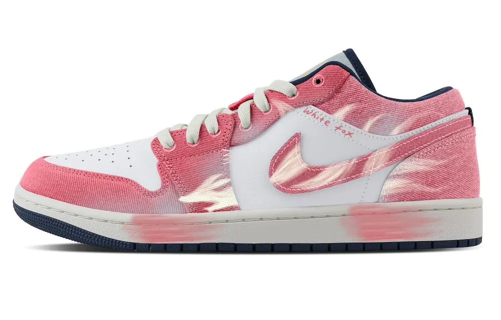 Jordan Air Jordan 1 Tail Fox Abrasion Resistant Low top Vintage Basketball Shoes Men's Pink White