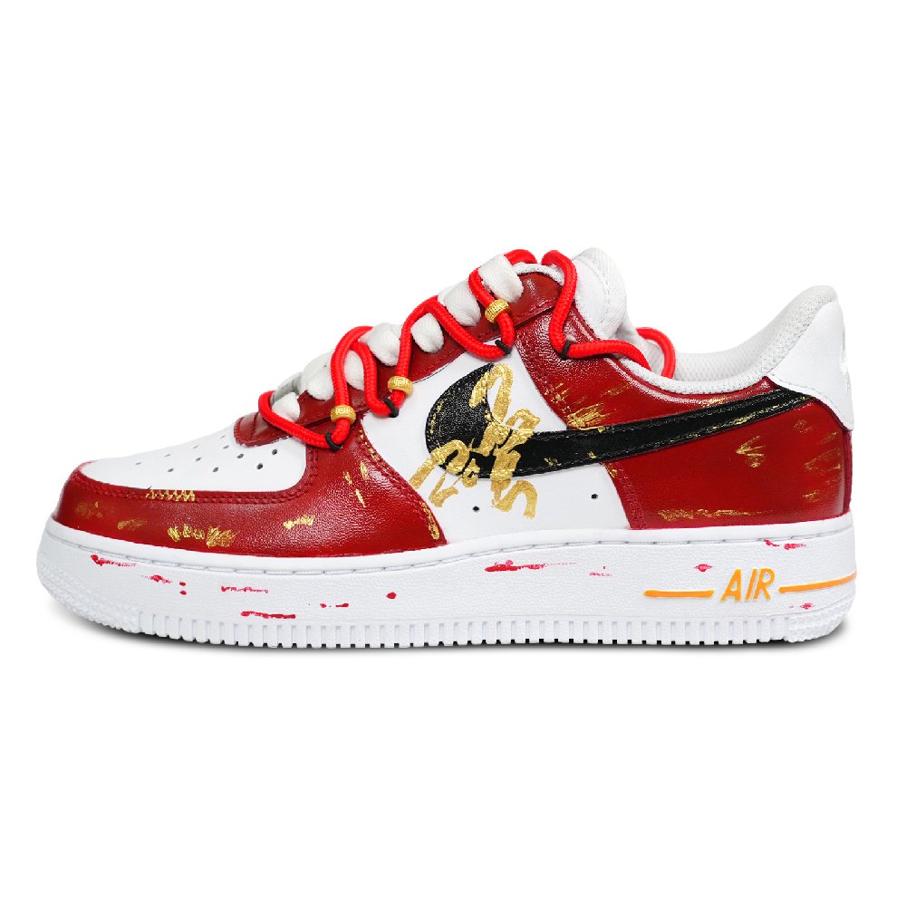 Nike Air Force 1 Anti Slip Wear Resistant Low Top Skateboard Shoes Unisex Black White Red