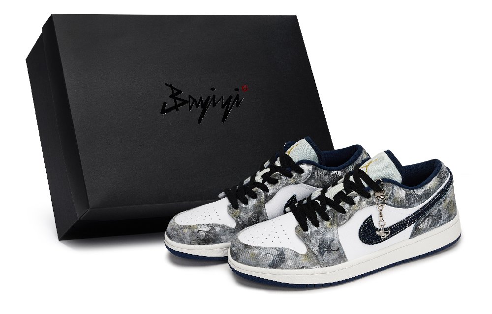 Jordan Air Jordan 1 Vintage Basketball Shoes Men Low Top Black/White/Blue/Gray