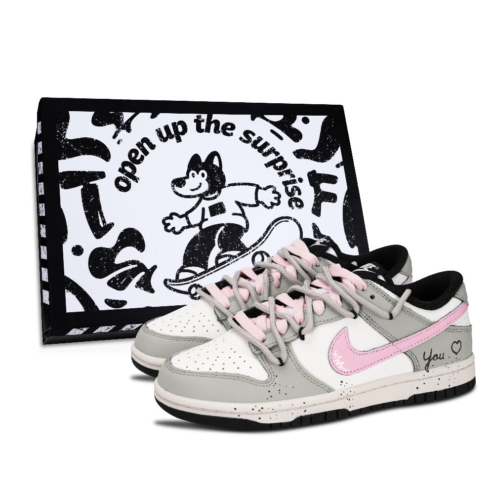Nike Dunk Vintage Love Abrasion Resistant Low Top Skateboard Shoes Unisex Gray