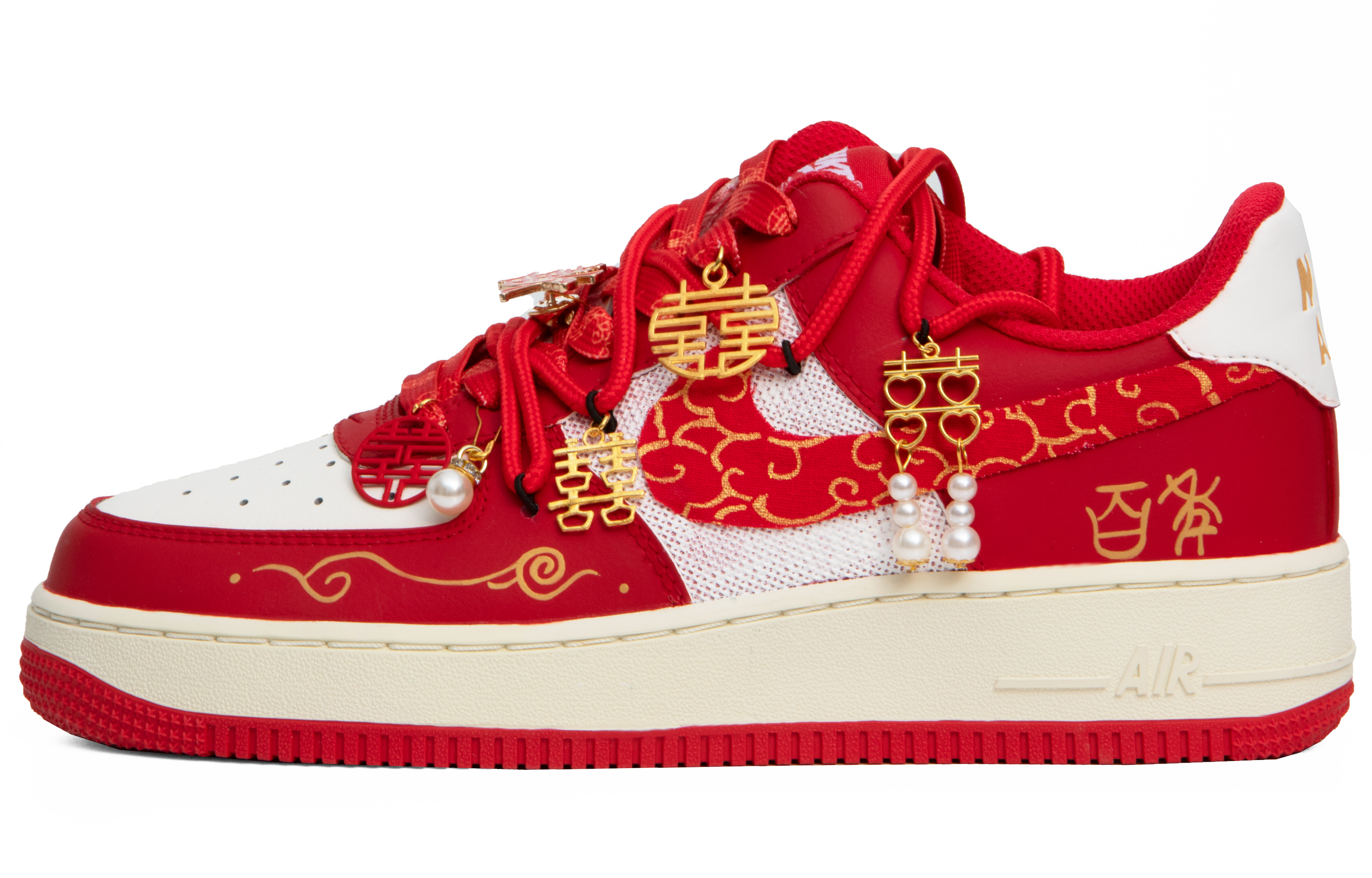Nike Air Force 1 Thermal Slip Resistant Cushioning Abrasion Resistant Low top Skateboard Shoes Unisex Red White