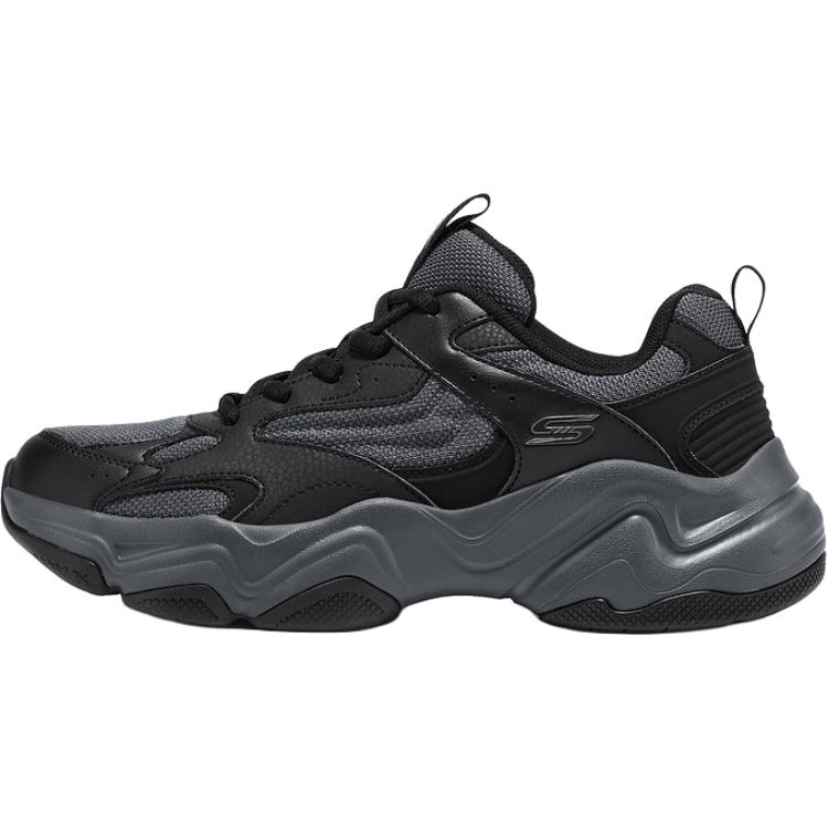 Skechers DLITES Abrasion Resistant Low Top Chunky Sneakers Men's Black Gray